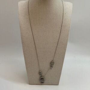 Silver Adjustable Length Evil Eye Pendant Necklace